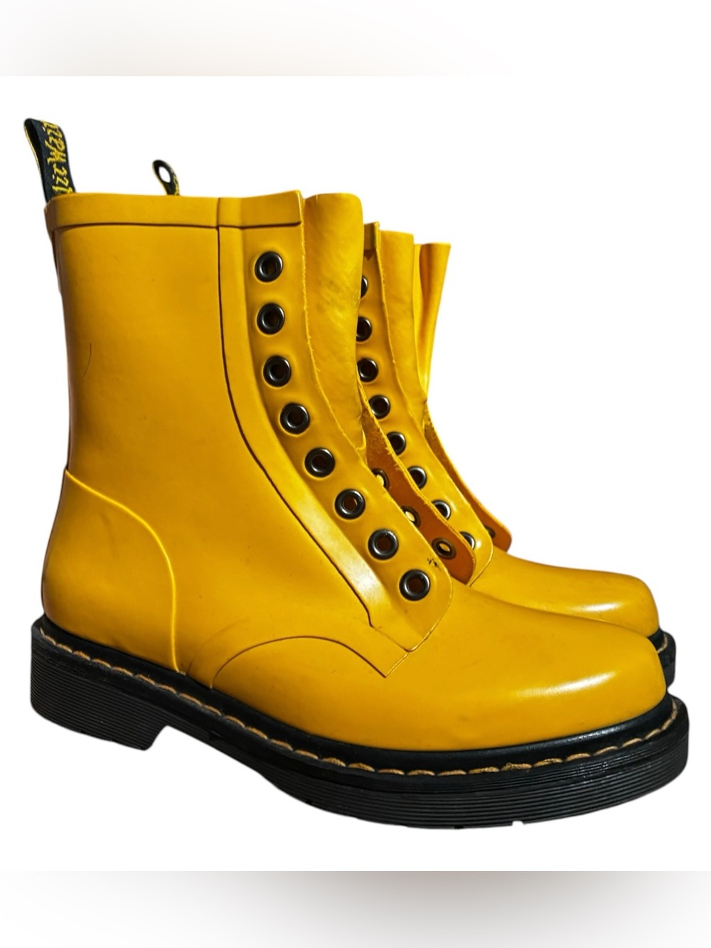 Dr. Martens Rare Yellow Drench 8 Eye Lace Up Rain Boot “NO LACES”